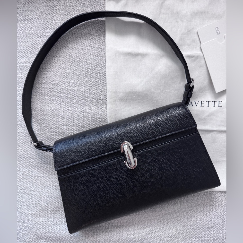 SAVETTE Symmetry Shoulder Bag in Black Silver Hardware - Picture 8 of 8